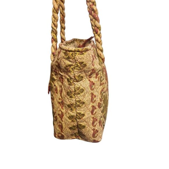 Naples Bag Company gold patterned Quilted top zip tote purse twisted handle - Picture 5 of 9